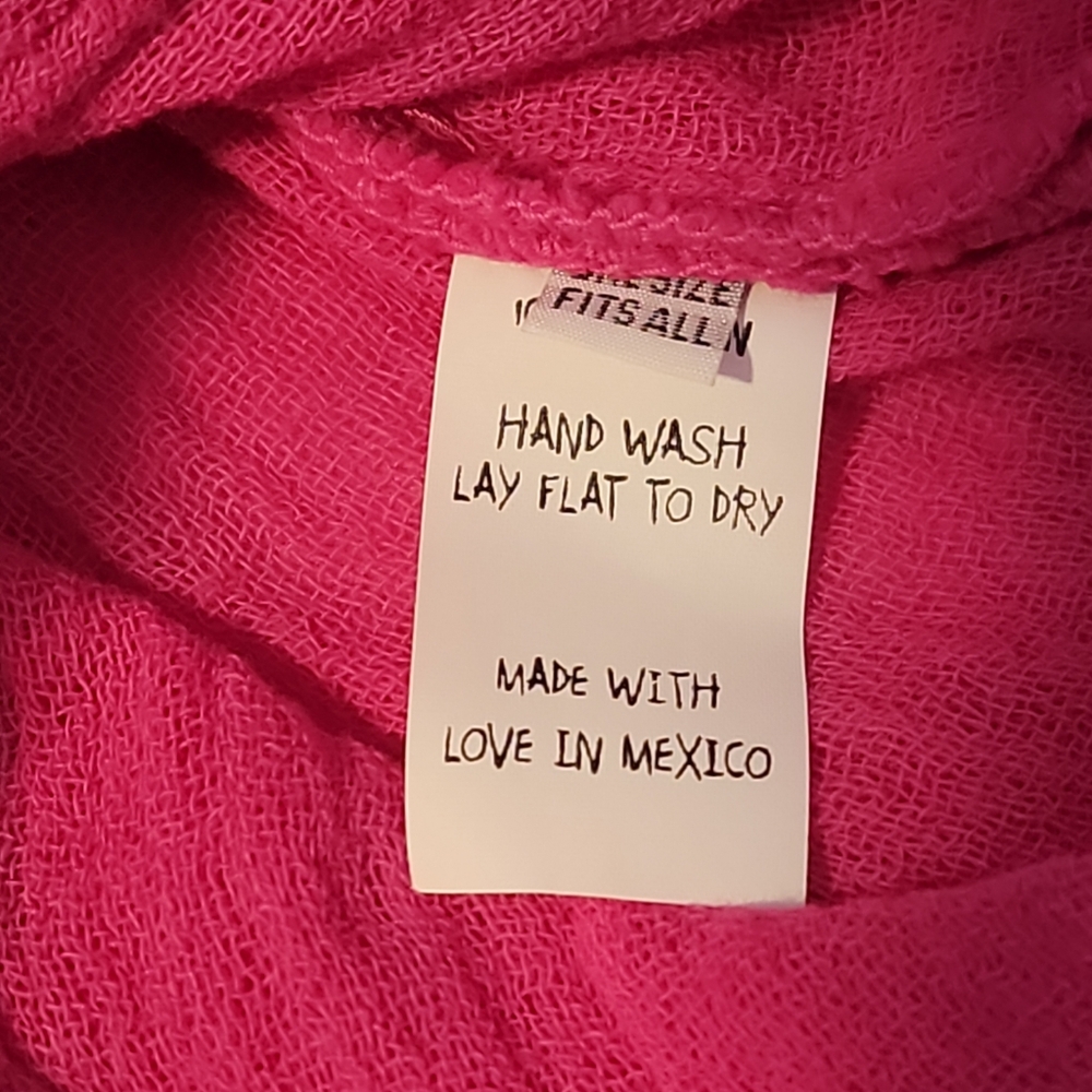 Jen's Pirate Booty Off Shoulder Poncho Style OS Pink Cotton - Picture 6 of 9
